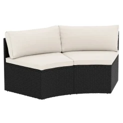 Rattanlounge SEASIDE schwarz/weiss