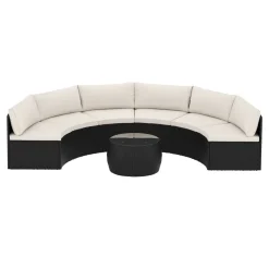 Rattanlounge SEASIDE schwarz/weiss