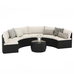 Rattanlounge SEASIDE schwarz/weiss
