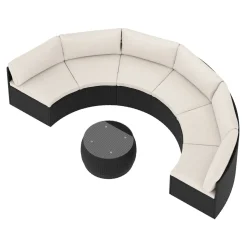 Rattanlounge SEASIDE schwarz/weiss