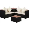 Rattanlounge SENJA schwarz/beige