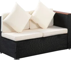 Rattanlounge SENJA schwarz/beige