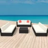 Rattanlounge SYDNEY schwarz/weiss
