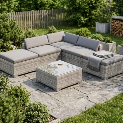 Rattanlounge TEXAS grau/anthrazit