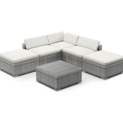 Rattanlounge TEXAS grau/weiss