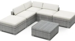 Rattanlounge TEXAS grau/weiss