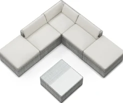 Rattanlounge TEXAS grau/weiss