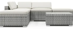 Rattanlounge TEXAS grau/weiss