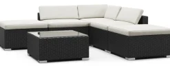 Rattanlounge TEXAS schwarz/weiss