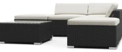 Rattanlounge TEXAS schwarz/weiss