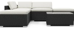 Rattanlounge TEXAS schwarz/weiss