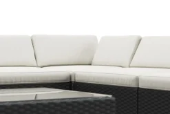 Rattanlounge TEXAS schwarz/weiss
