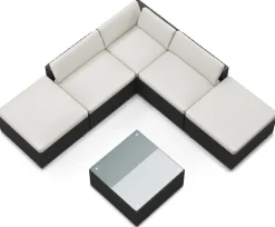 Rattanlounge TEXAS schwarz/weiss