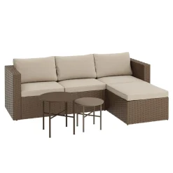 Rattanlounge TUGELA braun/beige