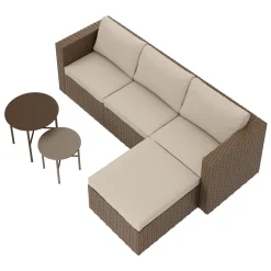 Rattanlounge TUGELA braun/beige
