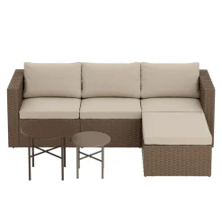 Rattanlounge TUGELA braun/beige