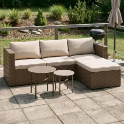 Rattanlounge TUGELA braun/beige