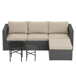 Rattanlounge TUGELA grau/beige