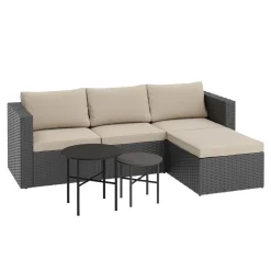 Rattanlounge TUGELA grau/beige