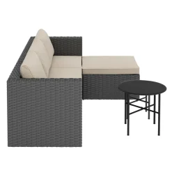 Rattanlounge TUGELA grau/beige