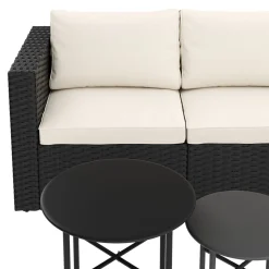 Rattanlounge TUGELA schwarz/creme