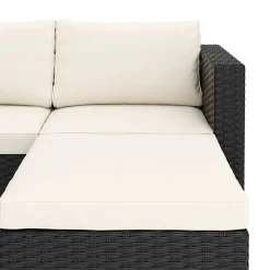 Rattanlounge TUGELA schwarz/creme