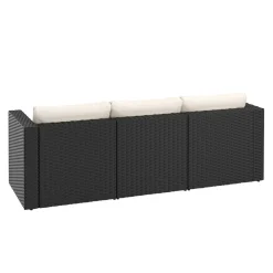 Rattanlounge TUGELA schwarz/creme
