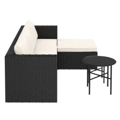 Rattanlounge TUGELA schwarz/creme