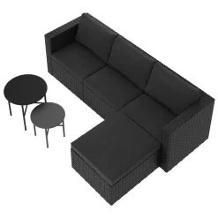 Rattanlounge TUGELA schwarz/anthrazit