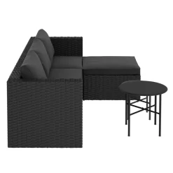 Rattanlounge TUGELA schwarz/anthrazit