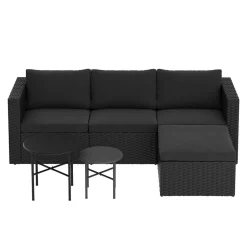 Rattanlounge TUGELA schwarz/anthrazit