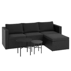 Rattanlounge TUGELA schwarz/anthrazit