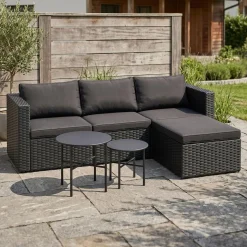Rattanlounge TUGELA schwarz/anthrazit