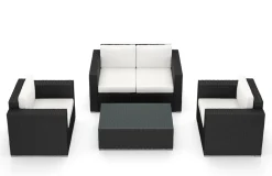 Rattanlounge VENEZIA schwarz/weiss