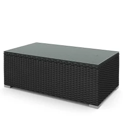 Rattanlounge VENEZIA schwarz/weiss