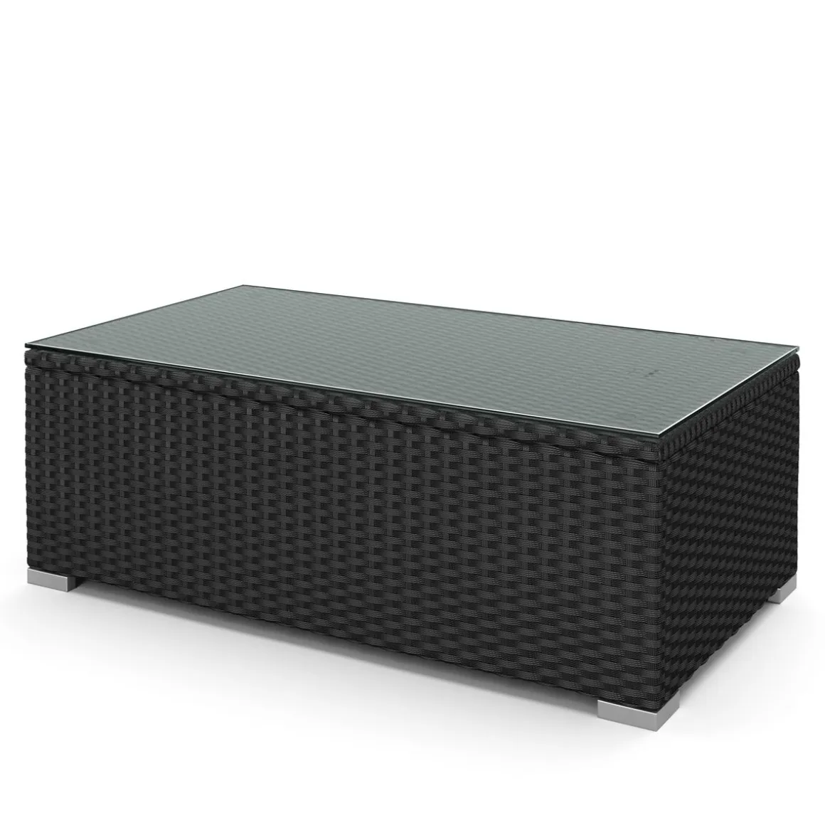 Rattanlounge VENEZIA schwarz/weiss