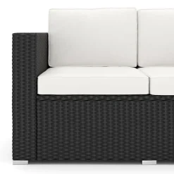 Rattanlounge VENEZIA schwarz/weiss