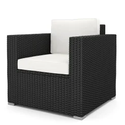Rattanlounge VENEZIA schwarz/weiss