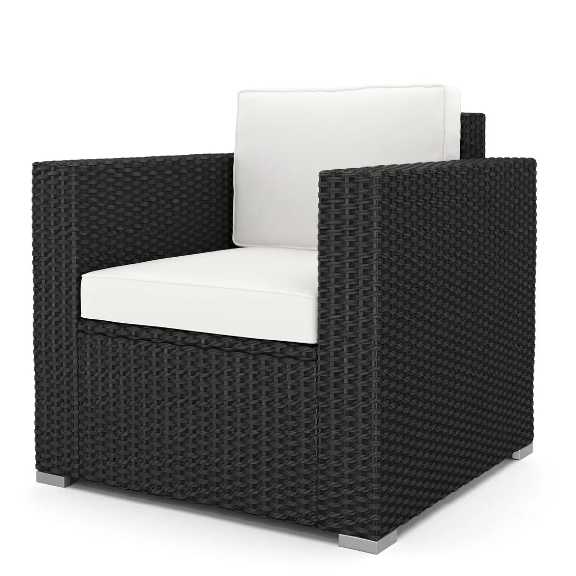 Rattanlounge VENEZIA schwarz/weiss
