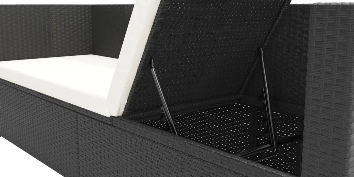 Rattan Sofaliege CAIRNS schwarz/weiss