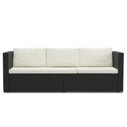 Rattan Sofaliege CAIRNS schwarz/weiss
