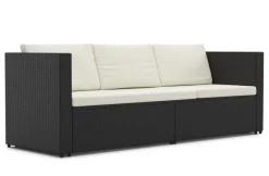 Rattan Sofaliege CAIRNS schwarz/weiss
