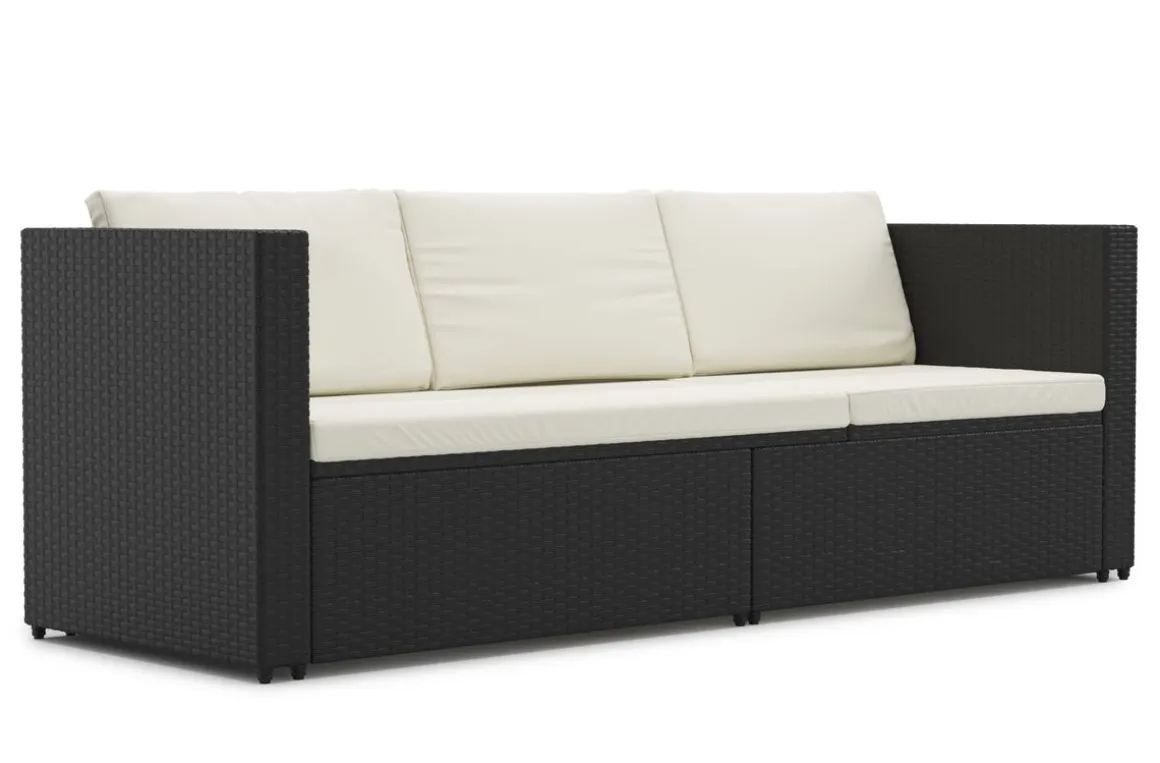 Rattan Sofaliege CAIRNS schwarz/weiss