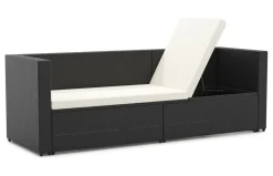 Rattan Sofaliege CAIRNS schwarz/weiss