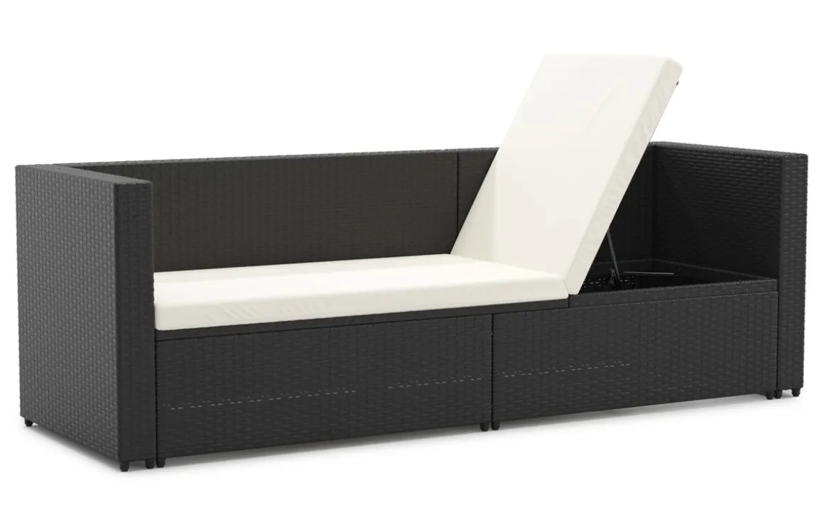 Rattan Sofaliege CAIRNS schwarz/weiss