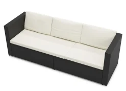 Rattan Sofaliege CAIRNS schwarz/weiss