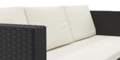 Rattan Sofaliege CAIRNS schwarz/weiss