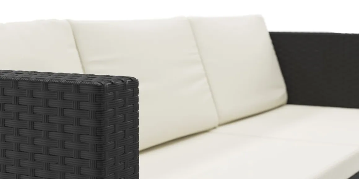 Rattan Sofaliege CAIRNS schwarz/weiss