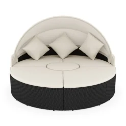 Rattan Sonneninsel CARPI schwarz/beige