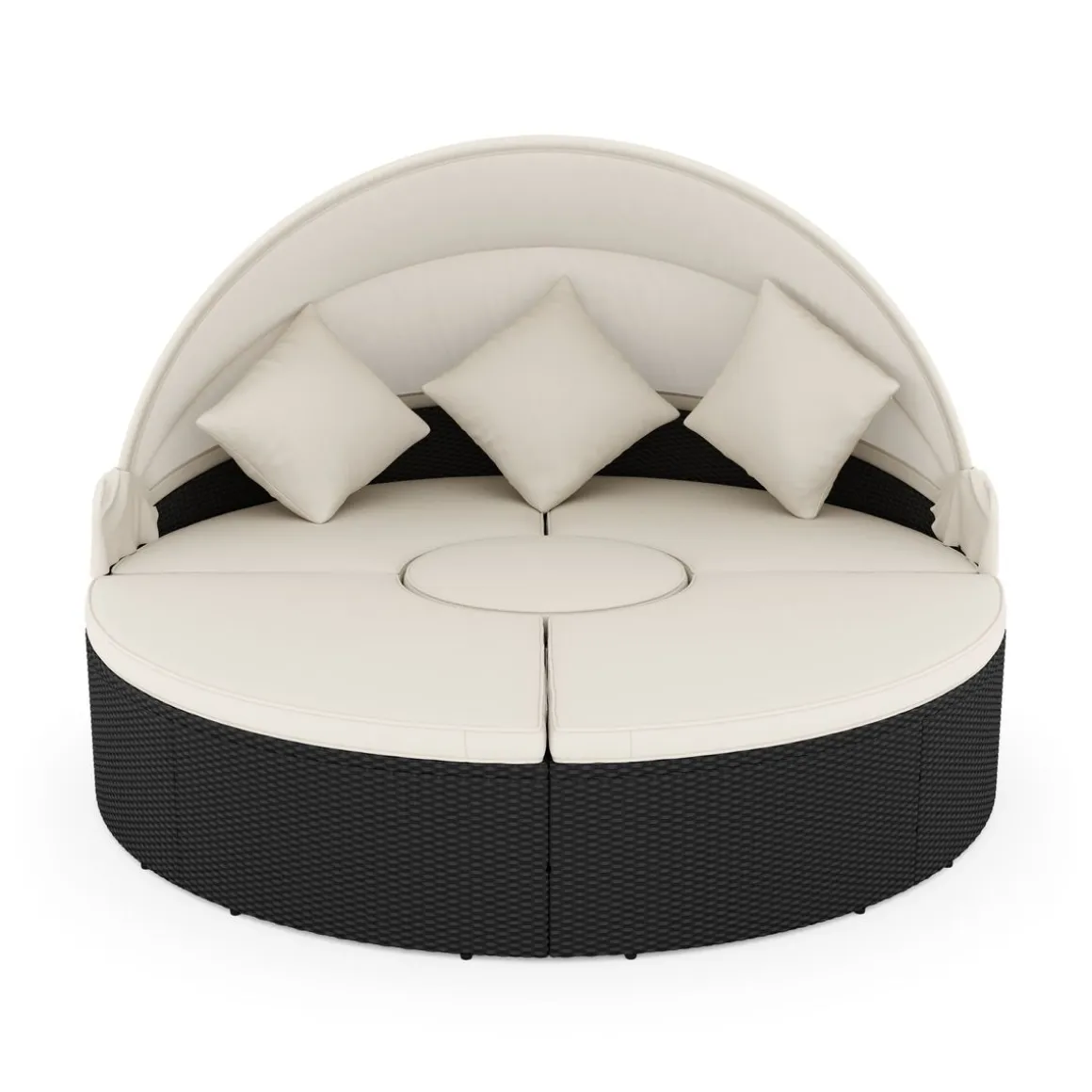 Rattan Sonneninsel CARPI schwarz/beige